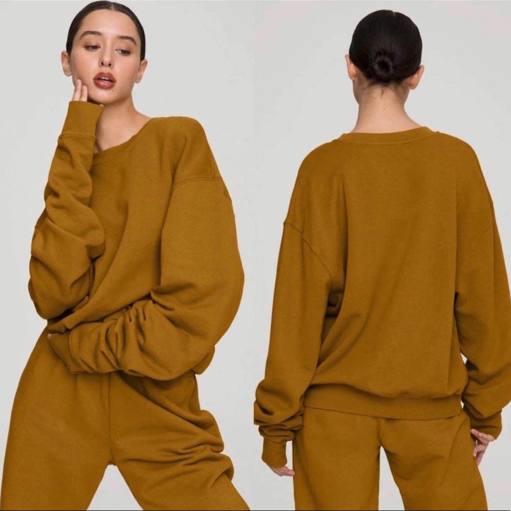 NWT Good American Boyfriend Bronze Pullover Crewneck Sweatshirt 1